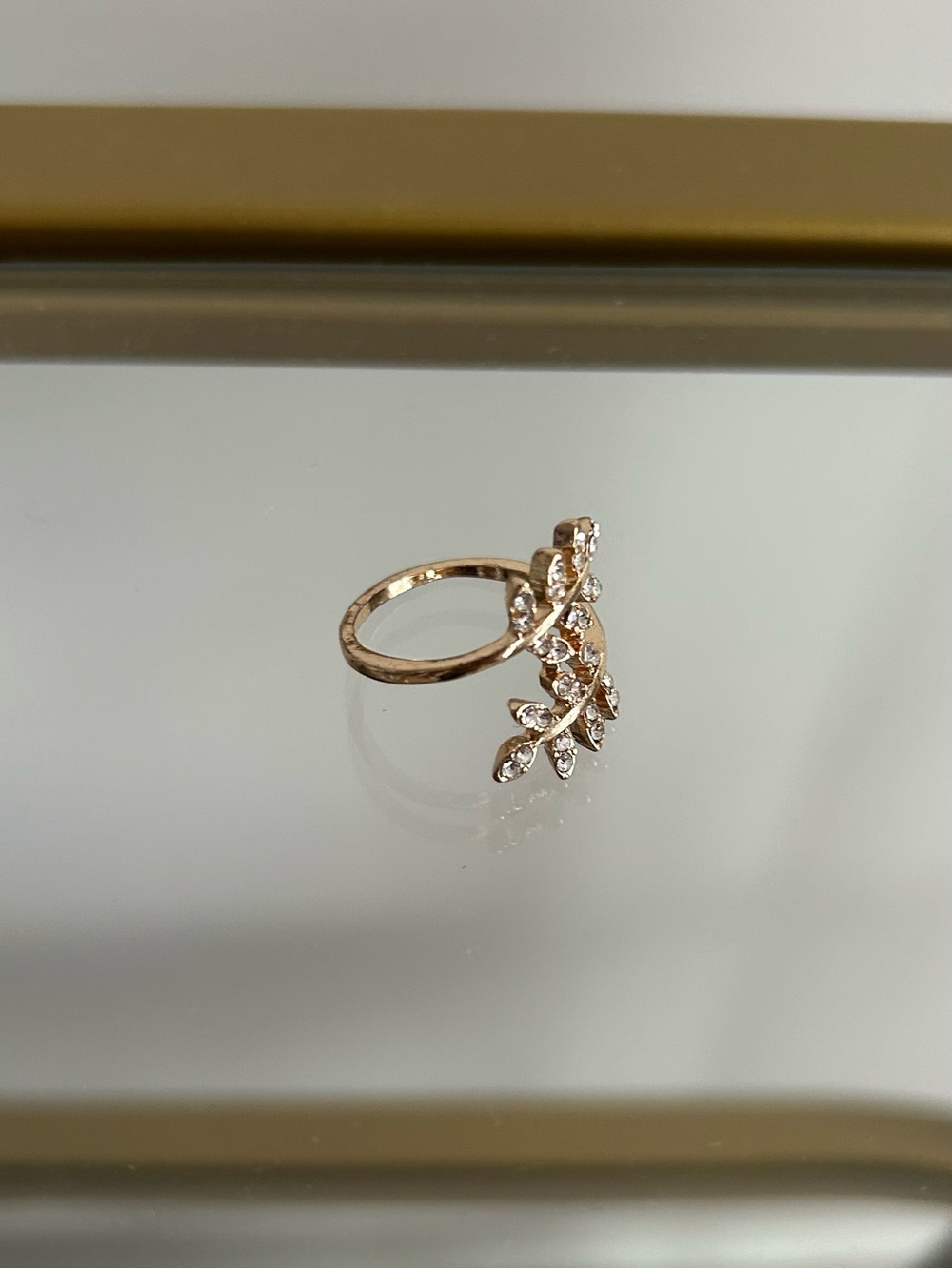 Gold Leaf Crystal Wrap Ring